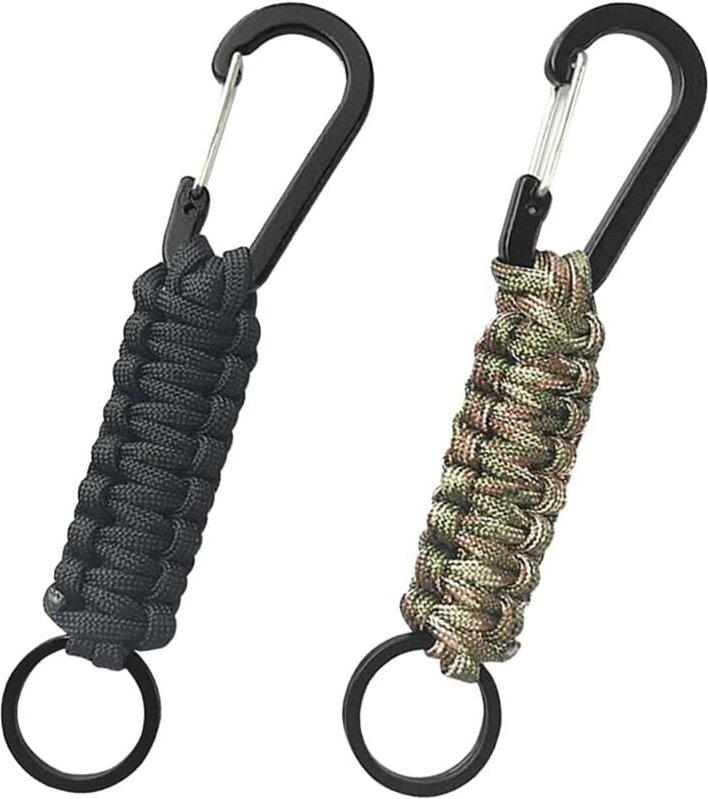 Geflochtenes Schlüsselband, Paracord mit Karabiner, Paracord-Schlüsselanhänger mit Karabiner, für Outdoor-Camping, Autos...