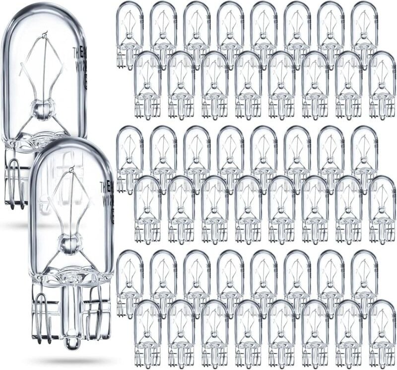 Krypton-Glühbirne mit 1/4-Zoll-Sockel, 12 V, 5 W, klar, für Landschafts-, Wohnmobil- und Schrankbeleuchtung (50 Stück)