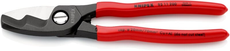 KNIPEX 95 11 200 Kabelschere mit Doppelschneide mit Kunststoff überzogen brüniert 200 mm