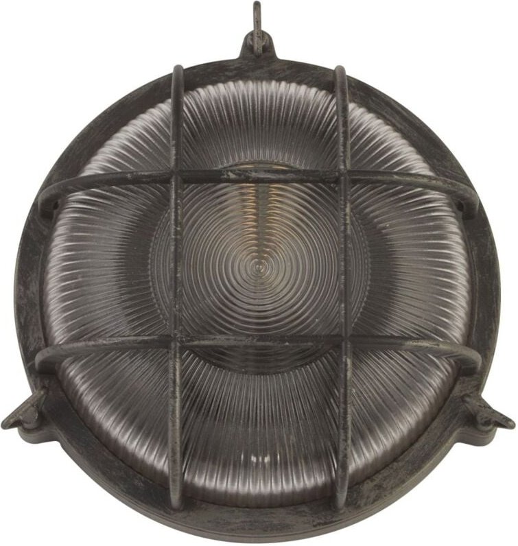 Licht-erlebnisse - Außenlampe Wand Aluminium Glas E27 IP44 d: 26,5 cm rund in Silber Antik Maritim Wandleuchte außen