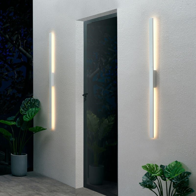 Lange Wandleuchte in schlichtem Weiß IP65 - Sambai