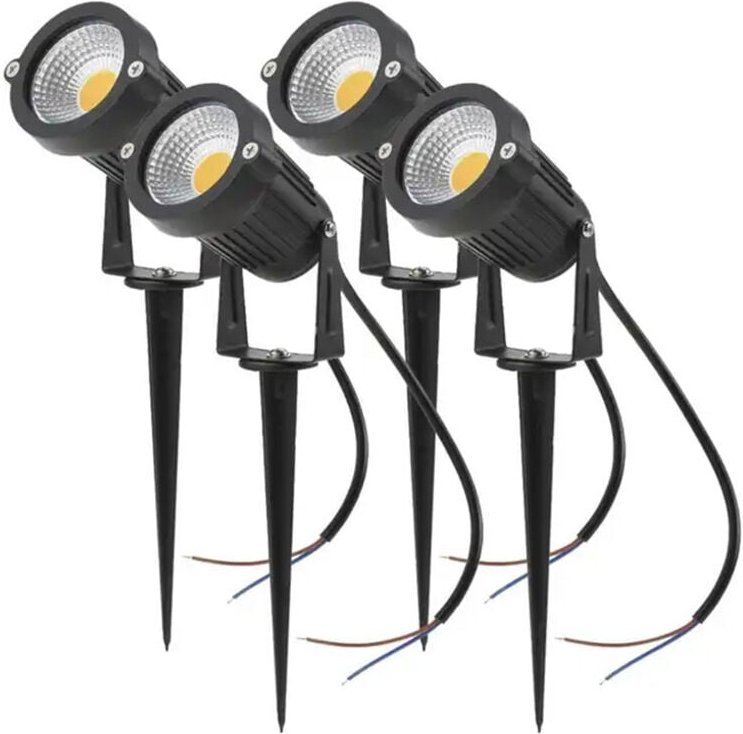 Jalleria - 4PCS Außenbeleuchtung cob 5W 220V IP65 Wasserdichter LED-Flutlicht-steuerbarer Strahler Gartenlicht für Weg, ...