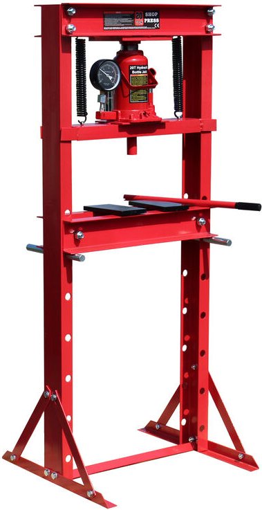 20T Profi Werkstattpresse, 500mm, Hydraulikpresse aus Stahl, Rahmenpresse mit Manometer, Lagerpresse - Wiltec