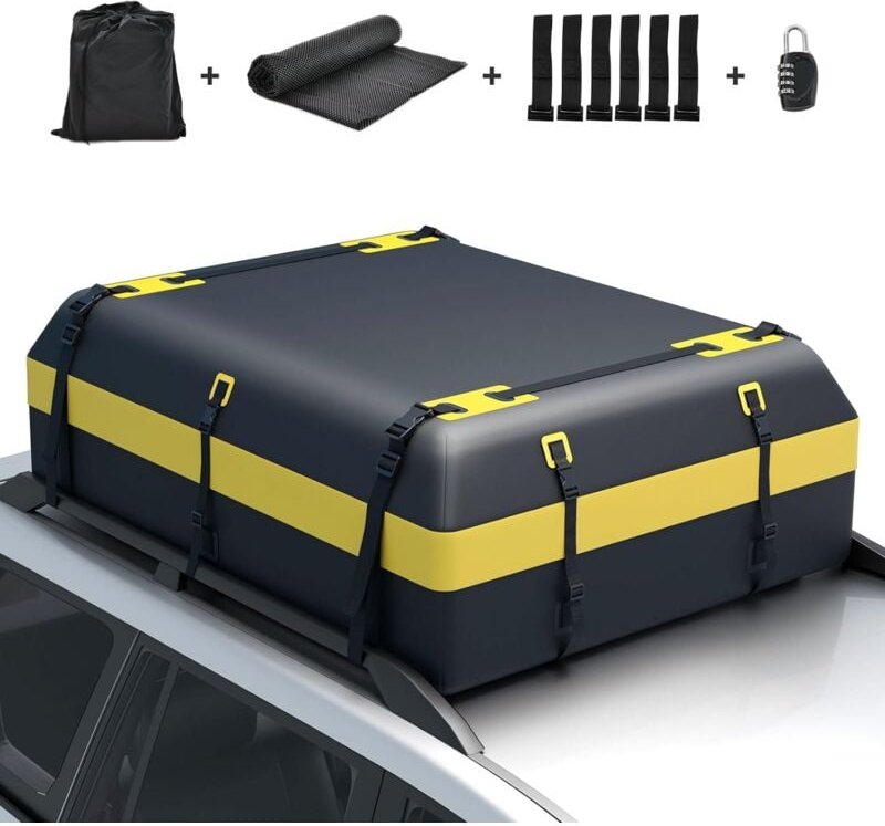 GOPLUS 600L Auto Dachbox, wasserdichte Gepäckbox für Fahrzeuge mit/ohne Gepäckträger, Faltbare Dachtasche mit Anti-Rutsc...