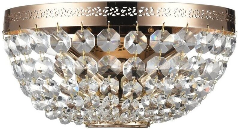 Ottilia Flächenbündige Wandlampe Gold & Kristall, 2 Licht, E14