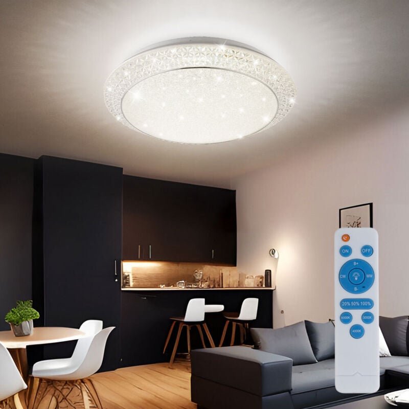 Thumbnail - Globo - led Deckenleuchte Kristalle Kristallleuchte Fernbedienung Deckenlampe dimmbar, cct, Metall, 28W 3300Lm 3000-4000...