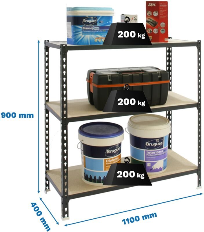 Simonrack Leichte Regal anthrazit und Holz 3 Regale