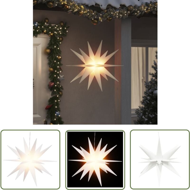 LED-Weihnachtsstern Faltbar Weiß 100 cm - Adventsstern - Weihnachtsdeko - Lichterkette - Outdoor Beleuchtung - Indoor Be...