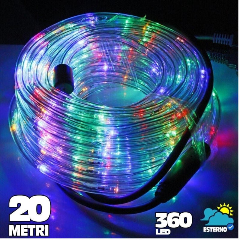 Trade Shop - tubo led luminoso 360 luci multicolor 20 metrs für external use + controller -