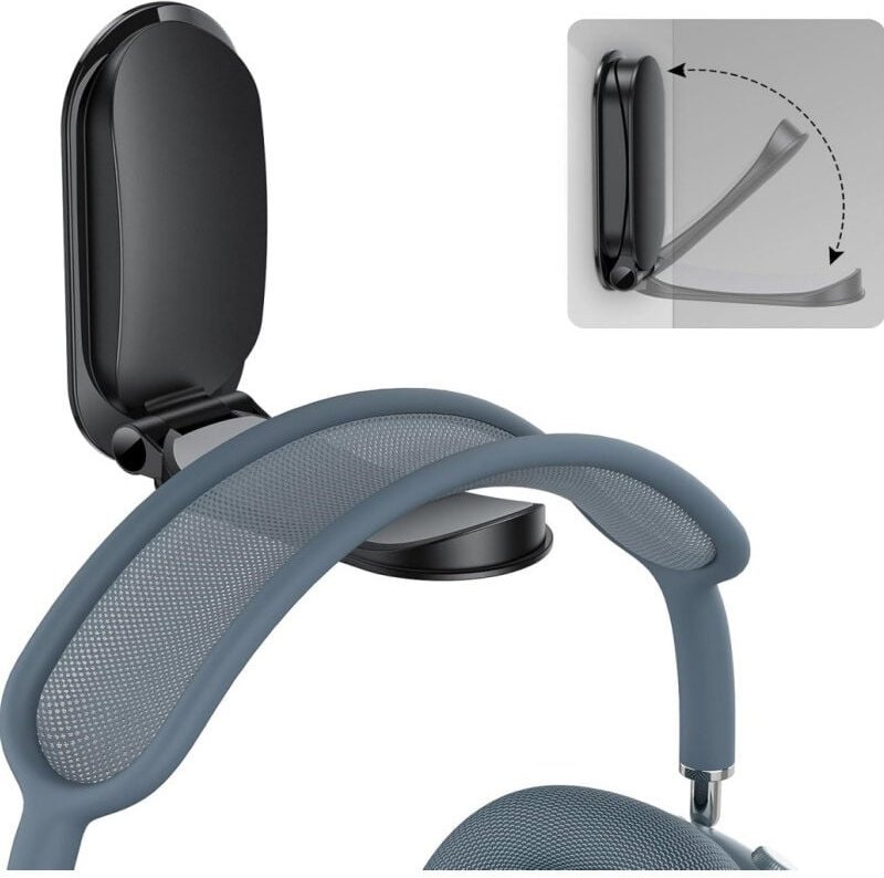 Jalleria - Kopfhörerständer, faltbarer Kopfhörerhalter unter dem Schreibtisch, 1 Stück selbstklebender Wandhaken für Gam...