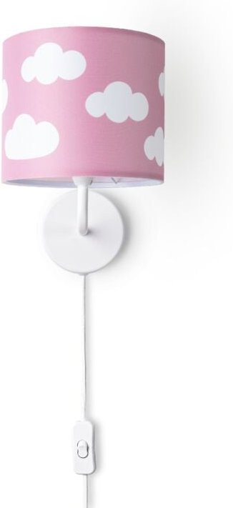 Tischleuchte Kinderzimmer Stofflampenschirm Rund Wandleuchte Mond Sterne E14 Wandleuchte - Weiß, Design 10 (Ø18 cm) - Pa...