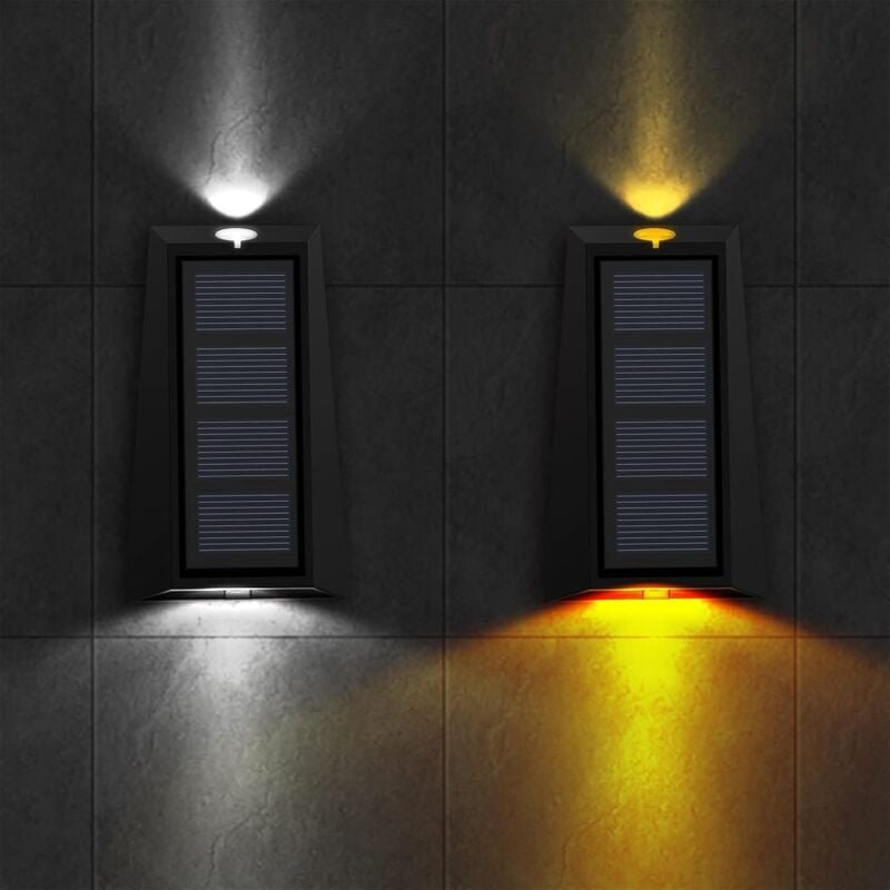 Solar-Außenwandleuchte, solarbetriebene Außenwandleuchte mit Dual-Modus, kabellose wasserdichte Zaunleuchte für Veranda,...