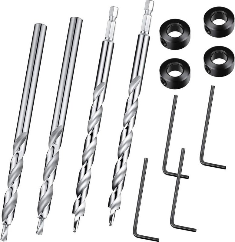 Tigrezy - 4-teiliger 3/8-Zoll-Stufenbohrer mit Tiefenanschlag, 1/4-Zoll-Sechskantschaft und Rundschaft, Ersatz-Spiralboh...