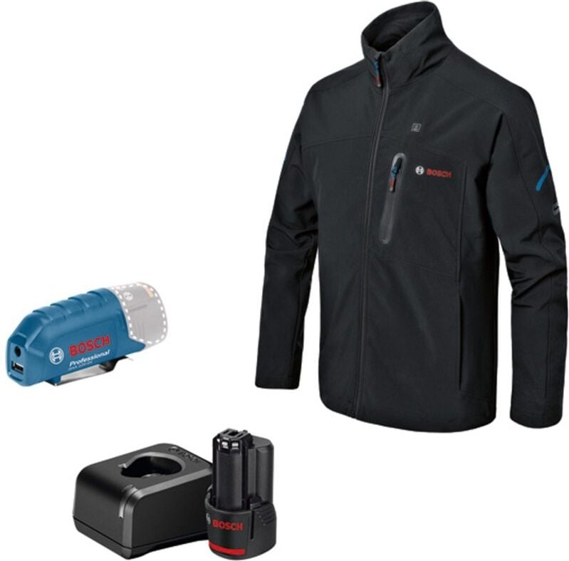 Bosch beheizbare Jacke / Heizjacke ghj 12+18V xa (Full Version) incl. Akku, Gr. xl schwarz