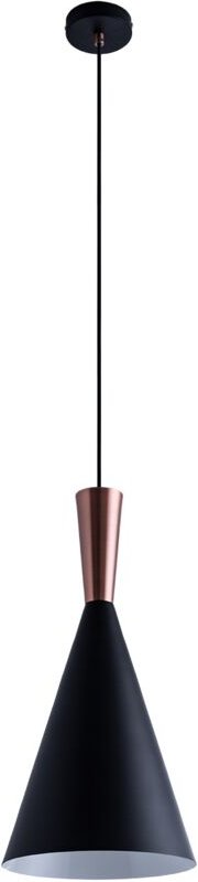 Pendelleuchte Hängelampe Esszimmer Esstischlampe 1,5m Textilkabel KürzbarØ18,5cm Schwarz-Kupfer, 1-flammig - Paco Home