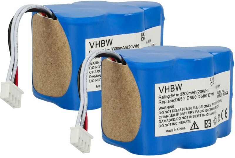 2x Akku kompatibel mit cod 35601130, RB001 Saugroboter (3300 mAh, 6 v, NiMH) - Vhbw