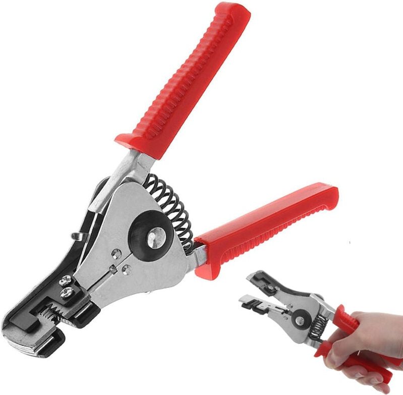 Csparkv - 7-Zoll-Abisolierzange, rot, Werkzeugstahl, 5-mm-Streifen, ergonomischer Griff, Kabel, Drähte, Schläuche, Zange...