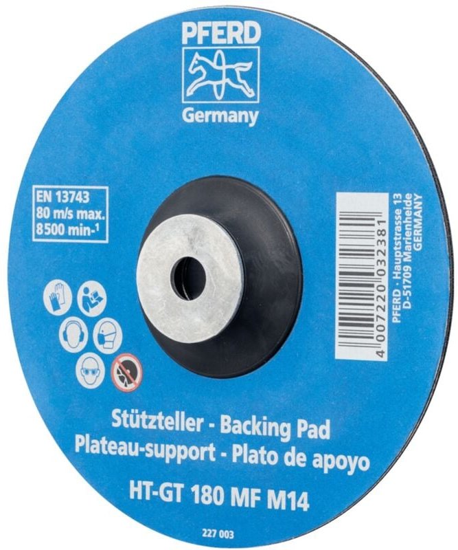 PFERD TOOLS Hitzebeständiger Stützteller mit Spannmutter Ø 180 HT-GT M14 für Winkelschleifer 180