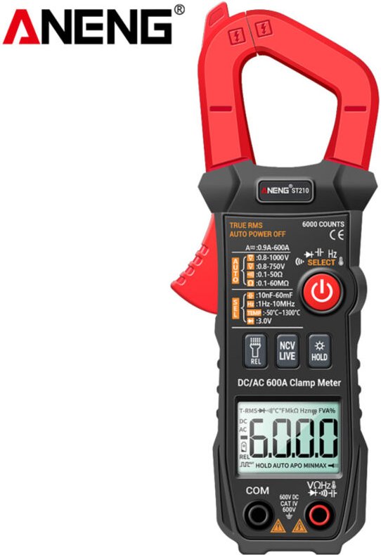Pinza amperometrica digitale ANENG AC/DC, multimetro True RMS con selezione automatica della portata, per test di ampera...