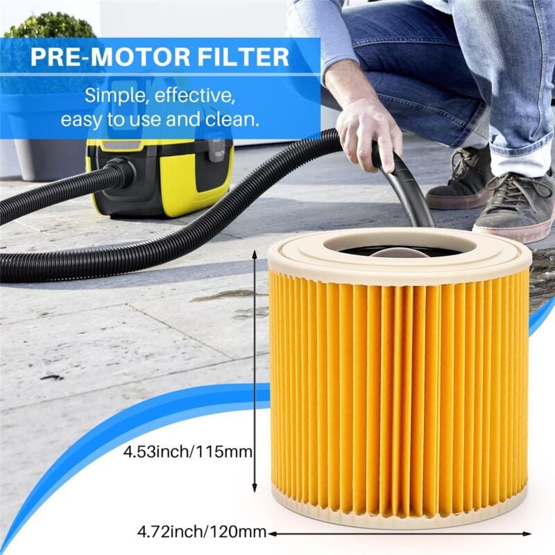 2 StüCk Patronen Filter für Vakuum Staubsauger WD3 Premium WD2 WD1 MV3 MV2 3 p Erweiterung Set Gegen Fein
