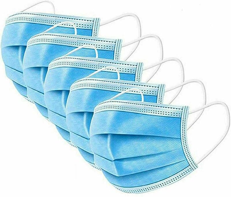 200x Schutzmaske Mundschutz Einweg Maske Gesichtsmaske 3 Lagig Vliesstoff Blau