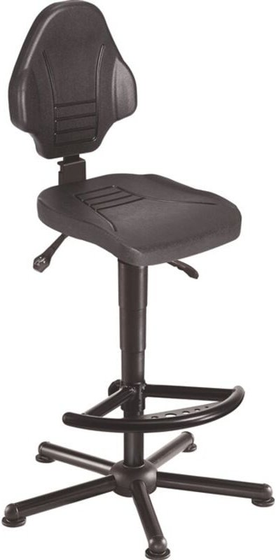 Arbeitsdrehstuhl W13 Bodengleiter + Fußstütze Polyurethanschaum schwarz Grifffarbe schwarz 590-840 mm
