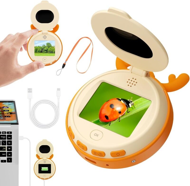 Tragbares digitales Mikroskop für Kinder – 2-Zoll-HD-IPS-Bildschirm, eingebaute Kamera, Foto-/Videofunktion, tragbares D...