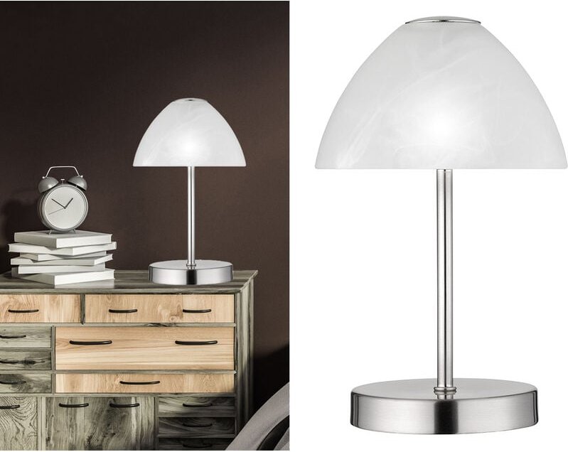 Meinewunschleuchte - led Tischleuchten 2er set Metall 4-fach Touch Dimmer Silber matt, Höhe 24cm