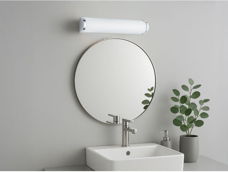 Trio - Badleuchte, 3 x E14, Länge 40cm, chrom, Glas opal weiss, IP21