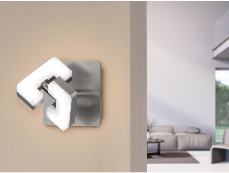 Wofi - led Wandstrahler zara mit Schalter, Silber matt, Breite 10,5cm