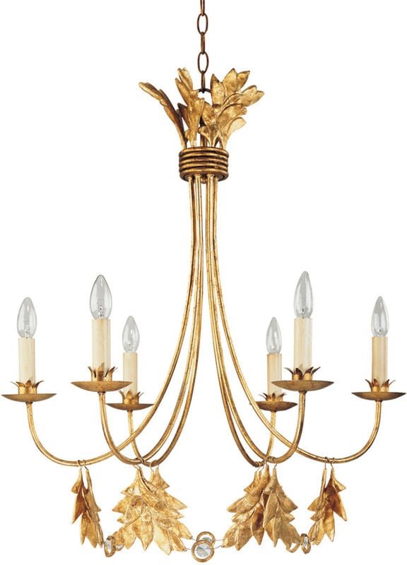 Elstead - Sweet Olive - 6 Light Chandelier Gold Finish, E14