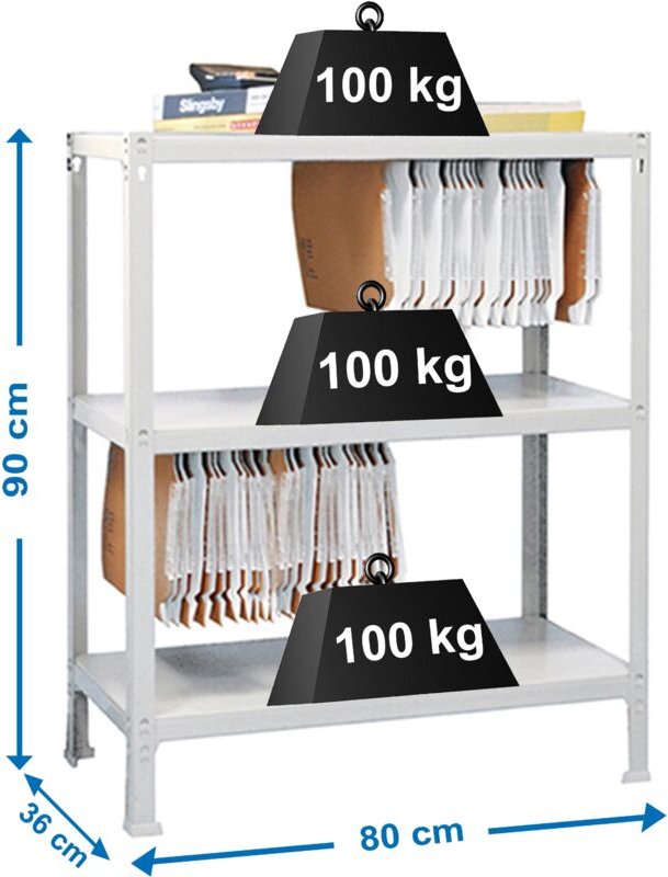 Simonrack Fileclick Mini Regal weiß 3 Ebenen Büro
