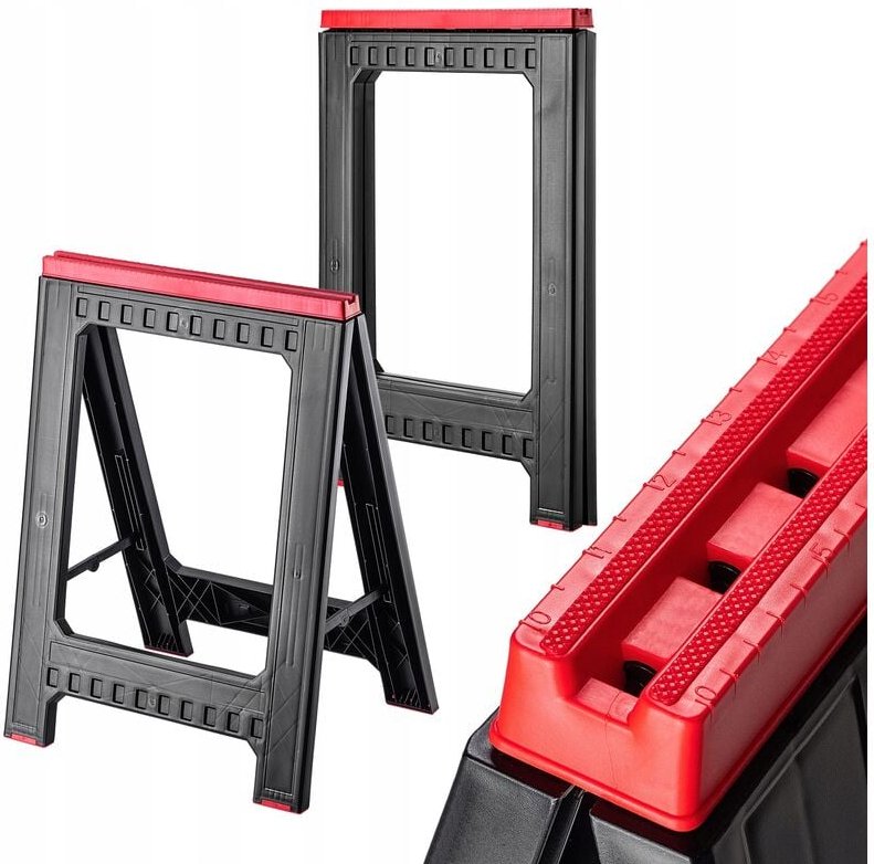 KADAX Sägebock für Werkstatt, Klappbock aus Kunststoff, 2 Stücke, schwarz
