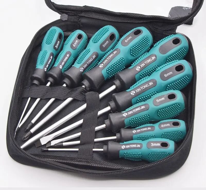 Handschraubendreher mit isoliertem PP-Griff, Elektriker-Reparaturwerkzeug, Mehrzweckwerkzeug, 9-teilig