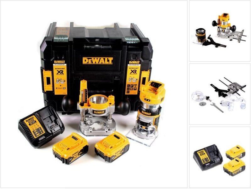 DCW604P2 Akku Kombifräse Oberfräse Kantenfräse bürstenlos 18V - 2 x 5Ah Koffer tstak - Dewalt