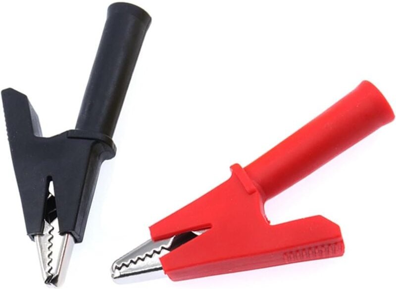 Bluedeer - 2 Stück Krokodilklemmen mit 4mm Bananenbuchse, Sicherheitsprüfklemme Rot Schwarz, lisolierte Krokodilklemmen ...