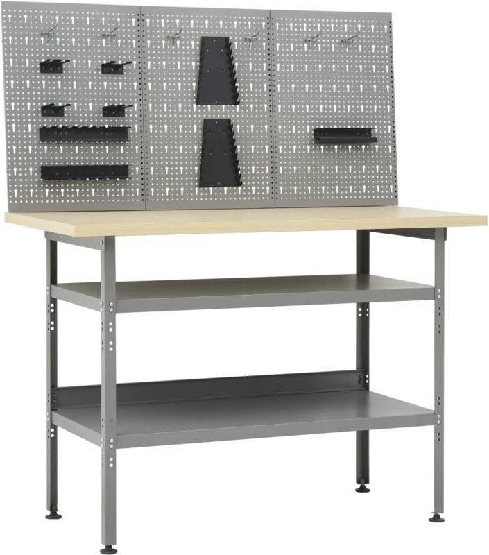 Werkbank mit 3 Werkzeugwänden - Vidaxl