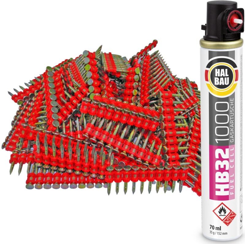 Contoo - Gaskartusche HB32 x 1 St. + Betonnägel 25mm 1000 St HB42