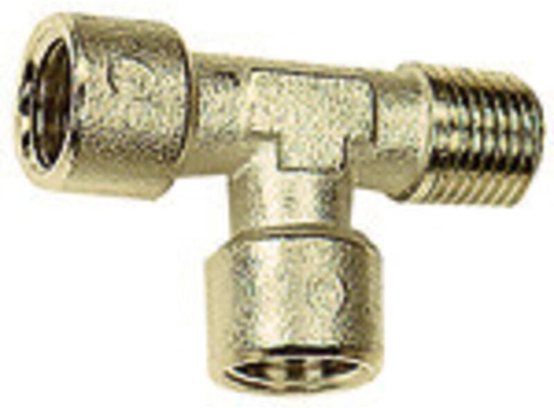 Riegler T-Stück, innen/innen/außen, M5, SW 9, Messing vernickelt