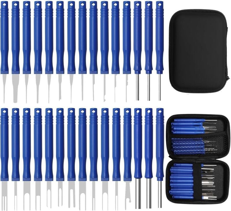 Klemmenabzieher, 30-teiliges Werkzeug zum Trennen von Autoklemmen, Kfz-Kabelsteckerabzieher (blau)