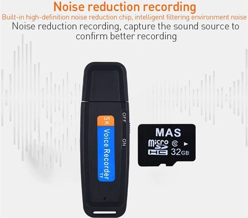 Kleines Digitales -Diktiergerät mit USB-Anschluss, 32 GB, für Besprechungen und Interviews