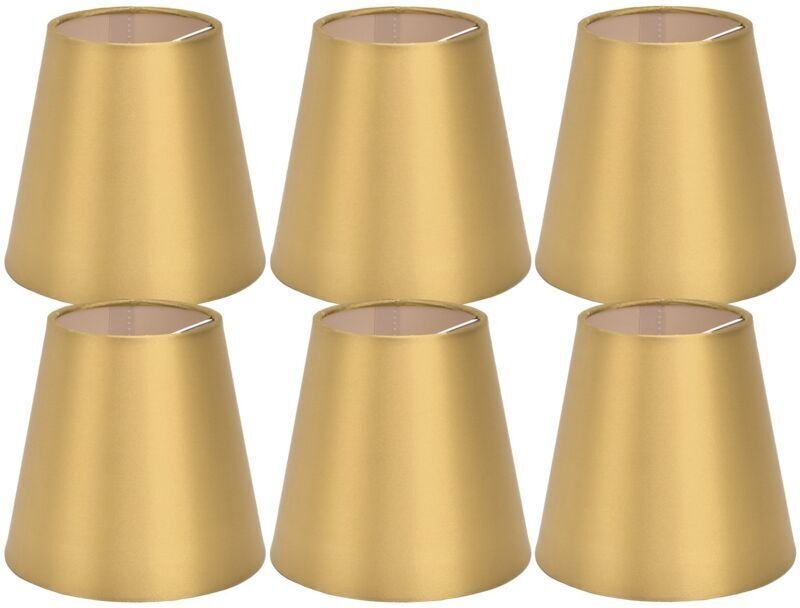 6 Stück E14-Stofflampenschirme für Tisch- und Deckenlampen, geeignet für Schlaf- und Wohnzimmer, Gold PX153