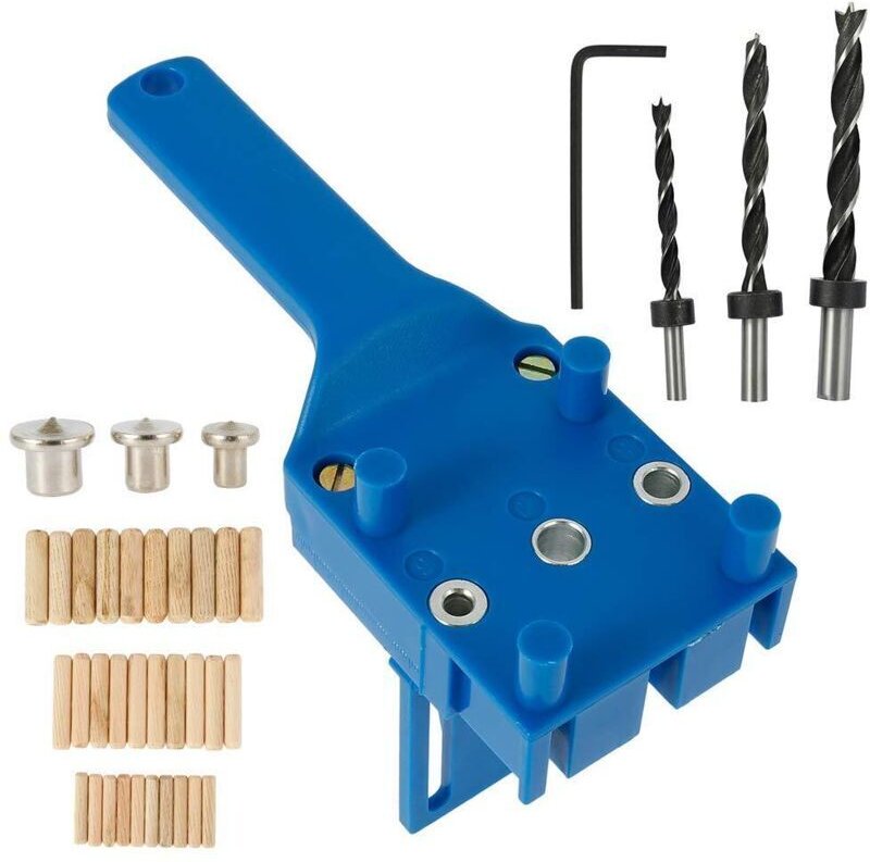 Verstellbare Bohrschablone für Holzbearbeitung, zum Bohren von Löchern mit 6/8/10 mm Durchmesser, 41-teilig.