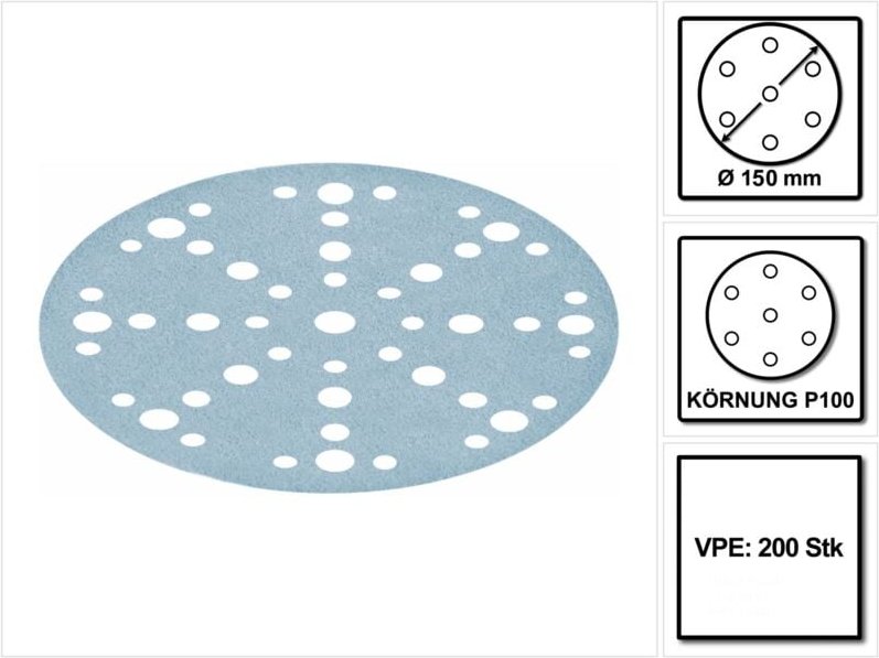 Stf D150/48 Schleifscheiben Granat P100 150 mm 200 Stk. ( 2x 575163 ) für ro 150, es 150, ets 150, ets ec 150, lex 150, ...