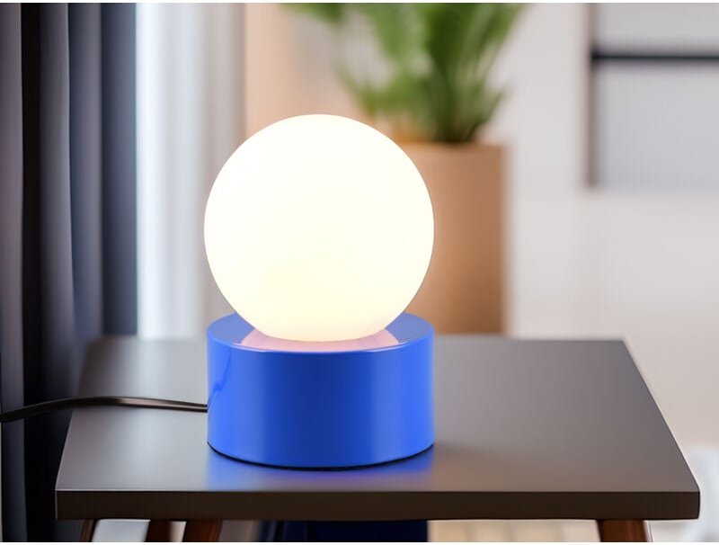 Reality Leuchten - Kleine Tischlampe countess Blau mit Touchfunktion & Glaskugel, Höhe 17cm