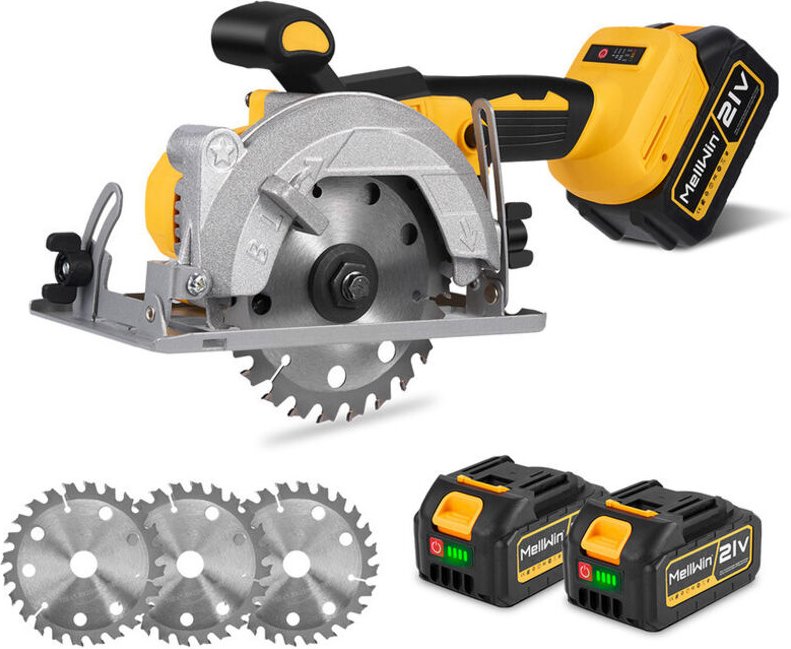 Kreissäge Ø 125 mm, 6800 U/min, einstellbar von 0 bis 45°, mit zwei 3,0 Ah Akkus, zum Schneiden von Holz, PVC und andere...
