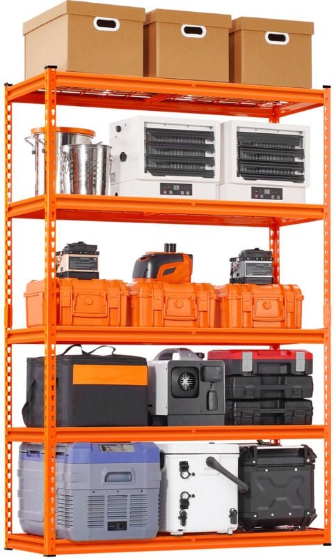 VEVOR Lagerregale,1134 kg, 5-stufiges Schwerlastregal für die Garage, 457,2x1219,2x1828,8 mm, verstellbare Steckregale f...