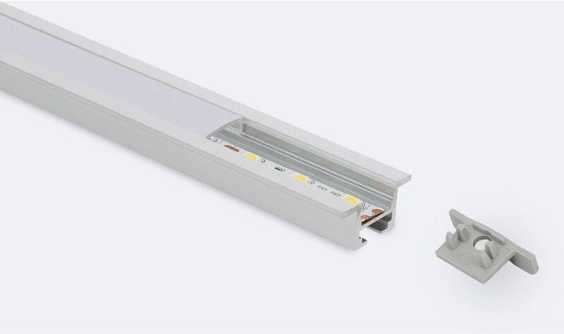 Efectoled - Aluminiumprofil Einbau für Decke mit Clips für led Streifen bis 12 mm Durchsichtige Klemme 2 m