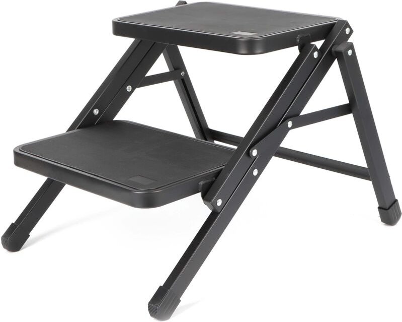 Wiltec Camping Doppeltrittstufe bis 200 kg, 2 Stufen Tritt aus Stahl, Trittleiter für Camping, Outdoor und Haushalt