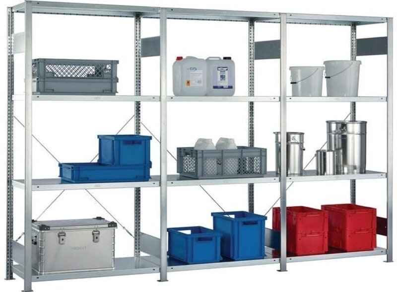 Steckregal H2000xB3000xT400mm Grund-/Anbaur.verz.12Stahlb.Trgf150kg Feldl.1650kg - 9000452999 - Meta